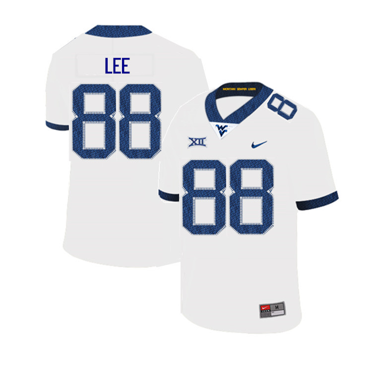 2019 Men #88 Tavis Lee West Virginia Mountaineers College Football Jerseys Sale-White